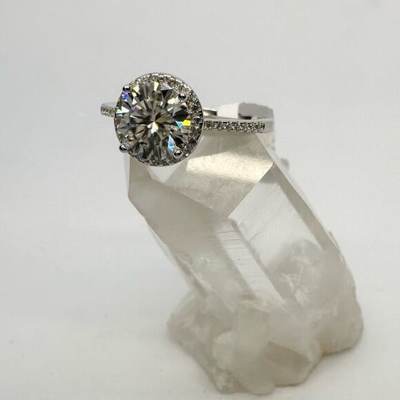 Moissanite Diamond Engagement Ring Brilliant Round Cut Halo 925 GRA 2 Ct Size 6 - Picture 11 of 11